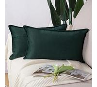 Madizz Lot de 2 Doux Velours Décoratif Housses de Coussin Luxe Style pour canapé Chambre Vert armée 30 x 50 cm