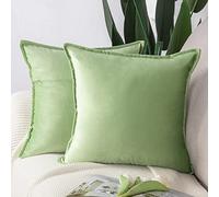 Madizz Lot de 2 Doux Velours Décoratif Housses de Coussin Luxe Style pour canapé Chambre Vert Pomme 50 x 50 cm