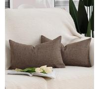 Madizz Lot de 2 Housses de Coussin Doux Lin Décoratif Coussin Couvre Style De Luxe pour canapé de Chambre Marron foncé 30x50 cm