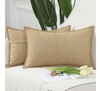 Madizz Lot de 2 Housses de Coussin Faux Lin Décoratif Coussin Couvre Style De Luxe pour canapé Chambre Beige 40x60 cm