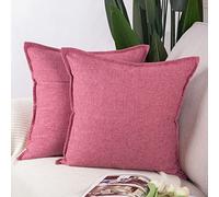 Madizz Lot de 2 Housses de Coussin Faux Lin Décoratif Coussin Couvre Style De Luxe pour canapé Chambre Rose 40x40 cm
