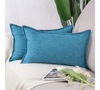 Madizz Lot de 2 Housses de Coussin Faux Lin Décoratif Coussin Couvre Style De Luxe pour canapé Chambre Bleu 30x50 cm