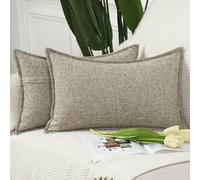 Madizz Lot de 2 Housses de Coussin Faux Lin Décoratif Coussin Couvre Style De Luxe pour canapé Chambre Taupe mélangé 40x60 cm