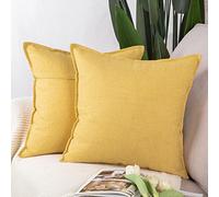 Madizz Lot de 2 Housses de Coussin Faux Lin Décoratif Coussin Couvre Style De Luxe pour canapé Chambre Jaune 40x40 cm
