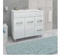 MADRID Meuble salle de bain simple vasque portes et tiroirs couleur - Blanc, Modèle - largeur 100 cm