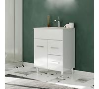 MADRID Meuble salle de bain simple vasque portes et tiroirs couleur - Blanc, Modèle - largeur 60 cm