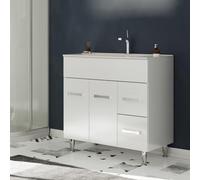 MADRID Meuble salle de bain sur pieds simple vasque Blanc largeur 80 cm