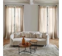 Madura - Rideau Panneau 100% Lin Lavé Froissé Beige 350x280 cm - Tamisant - Suspension par Clip à Anneau - Hauteur Ajustable - Oeko-Tex Standard 100 - Salon Chambre - CARLINA