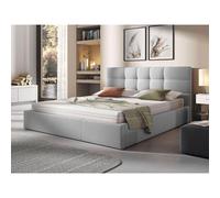Mael - lit coffre - 180x200 - en tissu - sommier inclus - Gris clair Gris clair G