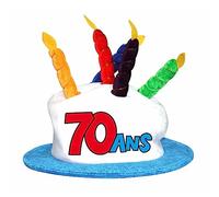 Maelsa® - Chapeau en forme de gâteau évènement anniversaire retraite bougie fête - Style au choix - Taille unique - Vendu à l’unité (70 ans)