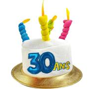 Maelsa® - Chapeau en forme de gâteau évènement anniversaire retraite bougie fête - Style au choix - Taille unique - Vendu à l’unité (30 ans)