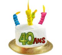 Maelsa® - Chapeau en forme de gâteau évènement anniversaire retraite bougie fête - Style au choix - Taille unique - Vendu à l’unité (40 ans)