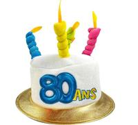 Maelsa® - Chapeau en forme de gâteau évènement anniversaire retraite bougie fête - Style au choix - Taille unique - Vendu à l’unité (80 ans)