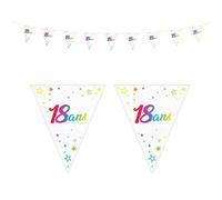 Maelsa® Guirlande Anniversaire 18 Ans Fanion Métallique Multicolore 6 mètres 9 fanions à Suspendre Decoration Drapeau de Salle (Fanion 18 Ans)