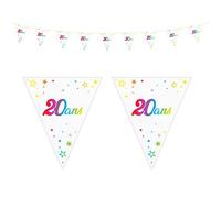 Maelsa® Guirlande Anniversaire 20 Ans Fanion Métallique Multicolore 6 mètres 9 fanions à Suspendre Decoration Drapeau de Salle