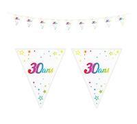 Maelsa® Guirlande Anniversaire 30 Ans Fanion Métallique Multicolore 6 mètres 9 fanions à Suspendre Decoration Drapeau de Salle