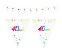 Maelsa® Guirlande Anniversaire 40 Ans Fanion Métallique Multicolore 6 mètres 9 fanions à Suspendre Decoration Drapeau de Salle