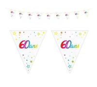Maelsa® Guirlande Anniversaire 60 Ans Fanion Métallique Multicolore 6 mètres 9 fanions à Suspendre Decoration Drapeau de Salle