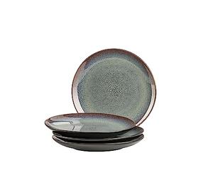 MÄSER 935131 Série Teona Lot de 4 assiettes à dessert avec émail réactif vert et marron, lot de 4 assiettes à dessert en céramique en forme de coupe moderne et discrète, grès