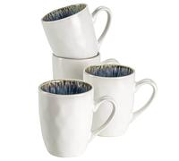 MÄSER Frozen Lot de 4 tasses à café effet martelé irrégulier, 4 grandes tasses à café en céramique au look vintage moderne, grès, bleu