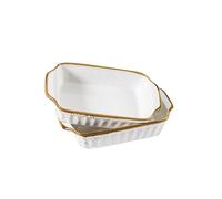 MÄSER Lot de 2 plats à gratin Pintar de qualité supérieure de 23 x 14,5 cm avec vernis clair, mouchetures marron visuelles et bord fin au look vintage fait à la main en porcelaine