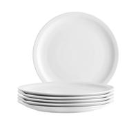 MÄSER, Série Barca, assiettes à pizza pour 6 personnes, assiettes à pizza en porcelaine, sobre, élégante, intemporelle, en porcelaine, blanche