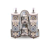 Maestro MR-20005-04S - Set de pots à épices en céramique avec support - 5 éléments - Capacité 2x100ml et 2x300ml