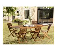 MAEVA - Ensemble de jardin bois teck huilé table 180*240 et 6 chaises