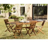 MAEVA - Ensemble de jardin bois teck huilé table 180*240 et 6 chaises