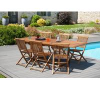 MAEVA - Ensemble de jardin bois teck huilé table 180*240cm + 6 chaises