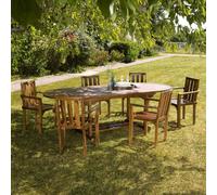 MAEVA - Ensemble de jardin bois teck huilé table 180/240cm 6 fauteuils