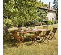 MAEVA - Ensemble de jardin bois teck huilé table ovale + 8 chaises