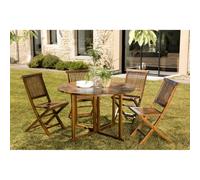 Maeva - ensemble de jardin bois teck huilé table rabats + 4 chaises