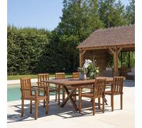 MAEVA - Salon de jardin en bois de teck huilé 8/10 personnes