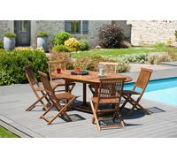MAEVA - Table de jardin 4/6 pers. ovale ext. 120/180cm bois Teck huilé