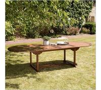 MAEVA - Table de jardin ovale en bois teck huilé double ext. 200/300cm