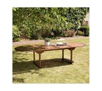 MAEVA - Table de jardin ovale en bois teck huilé double ext. 200/300cm