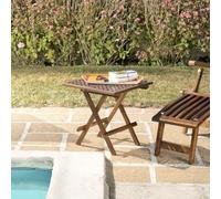 Maeva - table pique nique de jardin carrée 50x50cm bois teck huilé