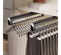 MAFAGE Tringle À Vêtements Extensible pour Penderie, Porte Pantalon, Barre Telescopique, Double piste, Extraction en Douceur 1 Pièce (noir, 492 mm)