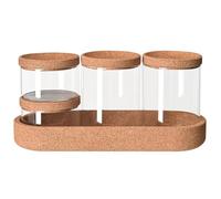 Mafagwre 4 Pcs Distributeur Coton Tige, Distributeur De Coton-Tige avec Couvercle, Distributeur Support Qtip, Boite Rangement en Verre avec Plateau pour Cotons-Tiges (A)