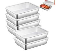 Mafagwre 6 pcs Bac Inox Alimentaire Avec Couverture, Bac À Légumes En Acier Inoxydable, Boîtes De Conservation En Acier Inoxydable, Réfrigérateur Récipient À Fromage Pour Servir Des Plats (A)