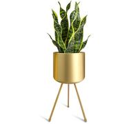 magarz Mid-Century Pot de Fleurs en métal avec Support - Grand Pot de Fleurs doré élégant et Moderne - Convient pour orchidées, aloès - Décoration intérieure et extérieure - 18 cm de Large x 45 cm de