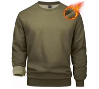 MAGCOMSEN Chandail à Manches Longues pour Hommes Pull Chaud pour Le Travail Jumper de Couleur Unie avec Ourlets côtelés, Vert armée, M