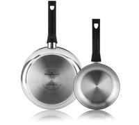 Magefesa Essencial Inox - Lot Poele Argentées 18 + 26cm, Acier Inoxydable, Sans Revêtement ni Antiadhésif, Écologiques, Induction