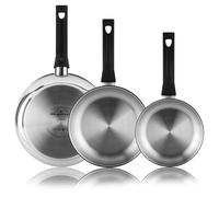 Magefesa Essencial Inox - Lot Poele Argentées 20 + 24 + 28cm, Acier Inoxydable, Sans Revêtement ni Antiadhésif, Induction.