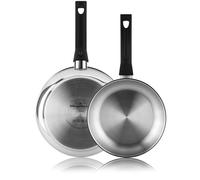 Magefesa Essencial Inox - Lot Poele Argentés 20 + 26 cm, Acier Inoxydable, Sans Revêtement ni Antiadhérent, Induction