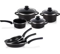 Magefesa KENIA Set de casseroles, Set à induction, 7-pièces + 3 poêles à frire, Antiadhésif PFOA Free Noir