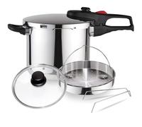 Magefesa Practika Plus - Pack Exclusif Autocuiseur Rapide 6L + Panier + Couvercle en Verre, Acier Inoxydable 18/10, Capteur de Pression, Induction
