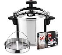 Magefesa Star Recta - Pack Exclusif Autocuiseur Traditionnel 8L + Panier + Livre de Recettes, Acier Inoxydable 18/10, Compatible avec l’Induction
