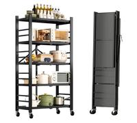 MAGIC SELECT Étagères Verticales. Étagère Modulaire Multi-Usage. Étagère à roulettes. Étagère Debout Pliante. Meubles de Cuisine, Salle de Bain, Chambre, Salon avec 5 Étagères de Rangement.